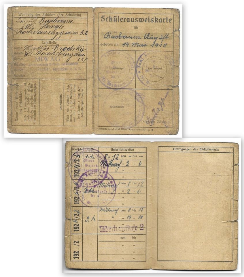Schülerausweiskartefür Mechaniker-Lehrlinge, Wien 1924 in Passau