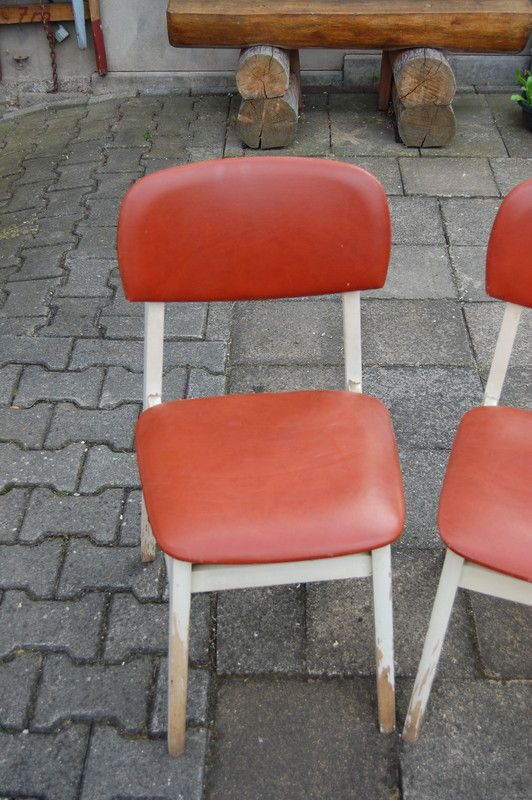 3 braune DDR Stühle Küchenstühle Kunstleder braun Küchenstuhl Stu in Meuselwitz
