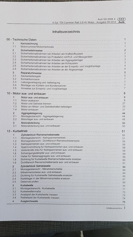 Reparaturleitfaden Audi Q5 Typ 8R inkl. Versand in Eisingen