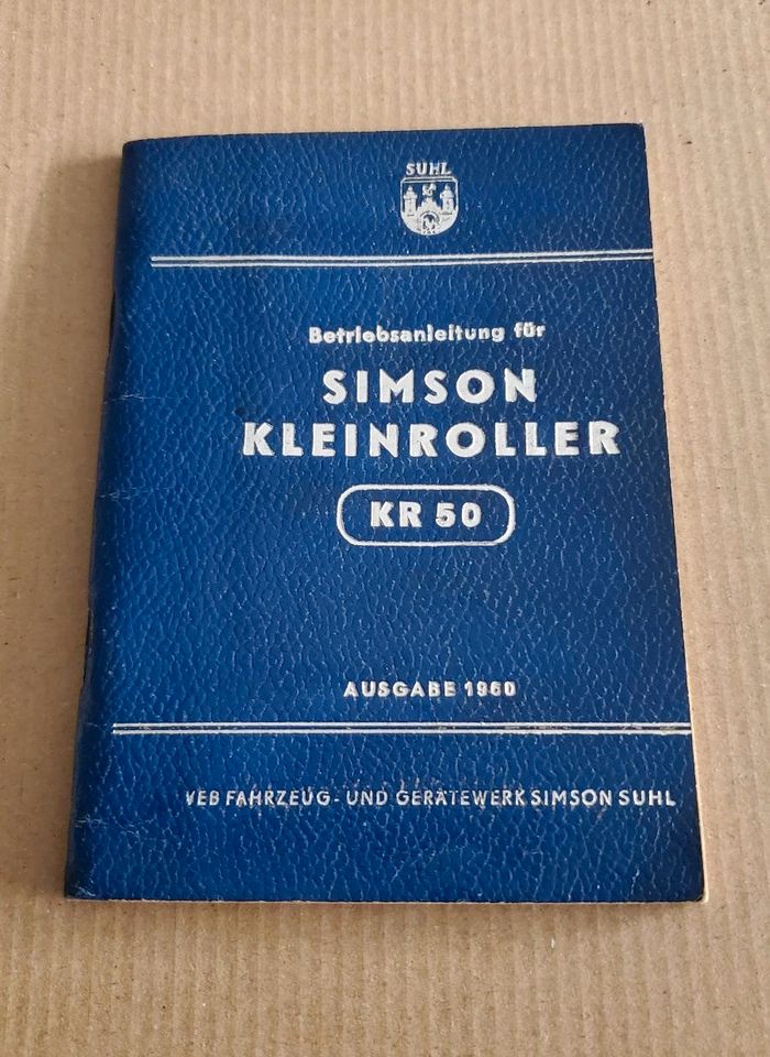 Simson KR50 Bedienungsanleitung orginal DDR Ausgabe 1960 in Zwickau