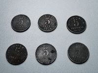 6x 5 Pfennigmünzen von 1916 – 1921 antikes Geld Sammler Münzen Ludwigslust - Landkreis - Zarrentin Vorschau