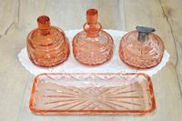 Vintage antike Menagerie Rosalinglas 4- teilig Glas Parfum Flakon Dresden - Trachau Vorschau