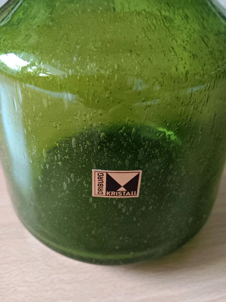 Grüne Glasvase, Driburg Kristall, 70er, Höhe: 26cm in Hamminkeln