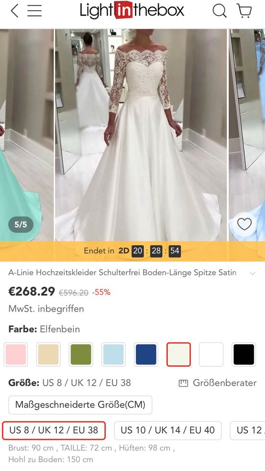 Brautkleid, Hochzeitskleid, Kleid weiß, neu ungetragen! in Giesen