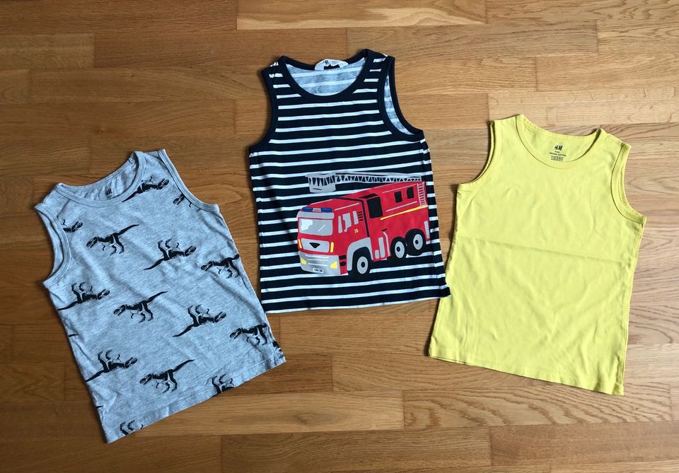 3x Tanktop Shirt H&M  Dino Feuerwehr Gr. 122/128 in Taunusstein