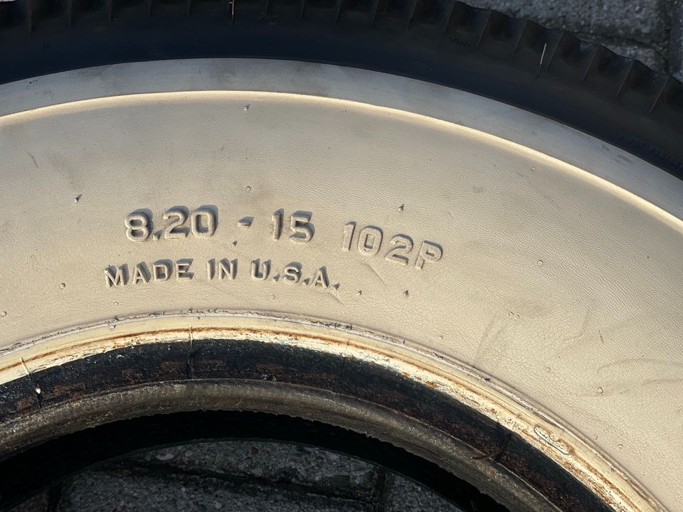 Weißwandreifen 8,20-15 whitewall 4“ tyre Firestone 820-15 US Car in Chieming