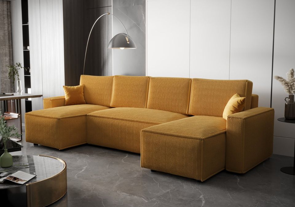 Ecksofa AMRO2 Wohnlandschaft Schlafsofa Cord Bettkasten Modern in Berlin