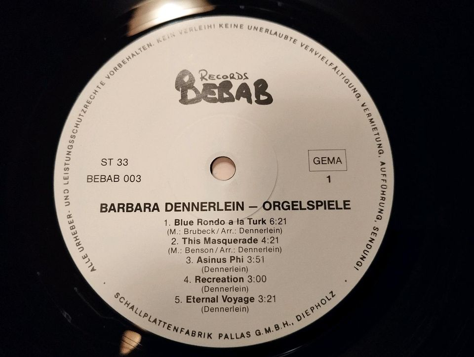 Barbara Dennerlein Orgelspiele Erstpressung Schallplatte Vinyl LP in Hagen