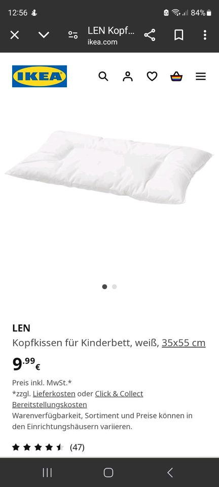 2 Kopfkissen für Kinder von Ikea, 35×55cm in Kappeln