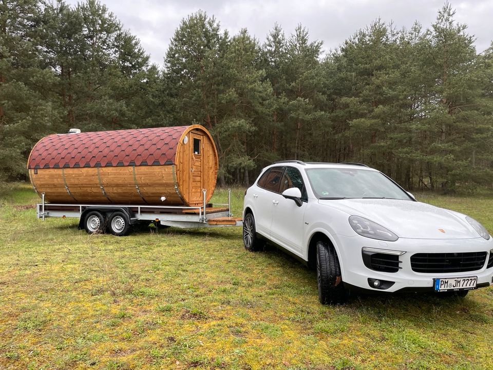 Mobile Fasssauna Anhänger Sauna Berlin Brandenburg MIETEN Kaufen in Kleinmachnow