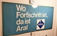 ⁉️Riesiges ARAL Emailleschild / Fahnenschild - beidseitiges Motiv Saarland - Heusweiler Vorschau