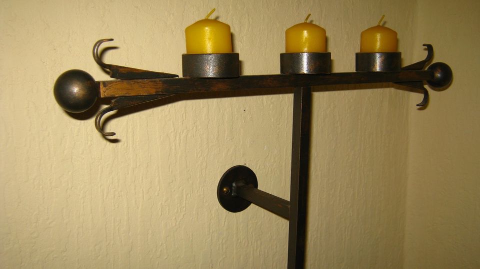 Unikat Kerzenständer, massiv schweres Metall + Kerzen, Handarbeit in Oberhausen