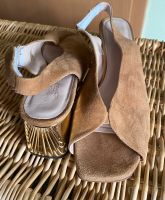 Sandale italienischer Schuh, Wild Leder 41 braun/ Gold Sachsen-Anhalt - Kemberg Vorschau