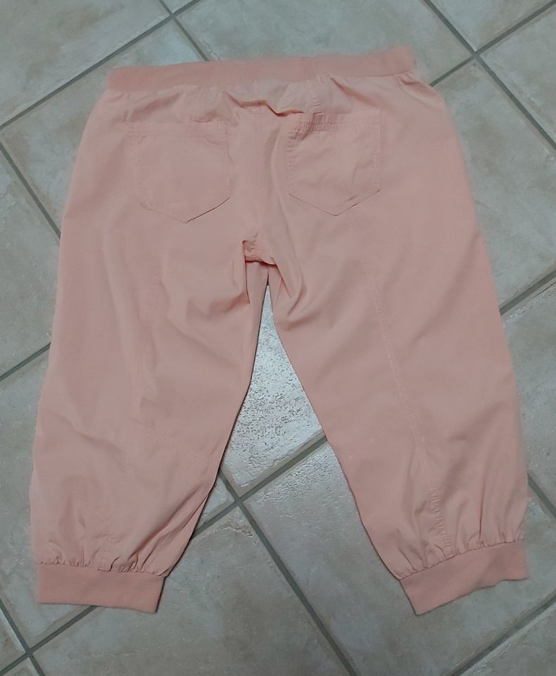 3/4 lange rosa Freizeithose Strickbund Baumwolle Gr. 42/XL in Karben