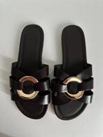 Sandalen dunkelbraun braun Metallring in der Mitte Gr 40 h&m Nordrhein-Westfalen - Marl Vorschau