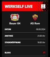 1 Ticket Leverkusen vs Rom Nordrhein-Westfalen - Remscheid Vorschau