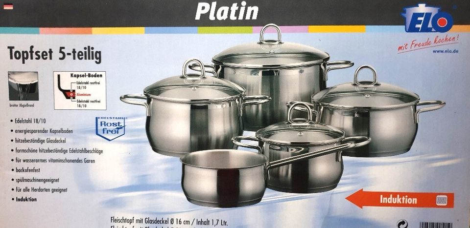 ELO Topf-Set »Platin«, 9-teilig, Kapselboden, Edelstahl in Niedersachsen -  Northeim | eBay Kleinanzeigen ist jetzt Kleinanzeigen