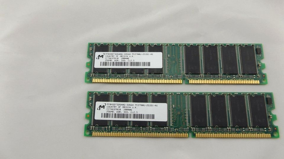2 Stück RAM Riegel PC2700U-25331-A1 DDR 333 insgesamt 512MB in