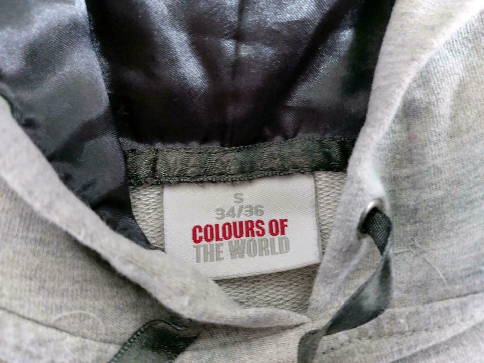 Hoodie Kapuzenpullover mit Tasche grau mit Aufdruck Größe 34/36 in Jena