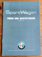 Preisliste no Prospekt Alfa Romeo Sport Wagon  1991 Niedersachsen - Hildesheim Vorschau