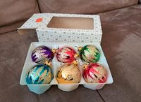 6 alte bunte Christbaumkugeln Weihnachtenskugeln 60er 70er Bayern - Germering Vorschau