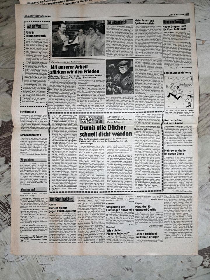 DDR Sächsische Zeitung vom 9. November 1983 in Königsbrück