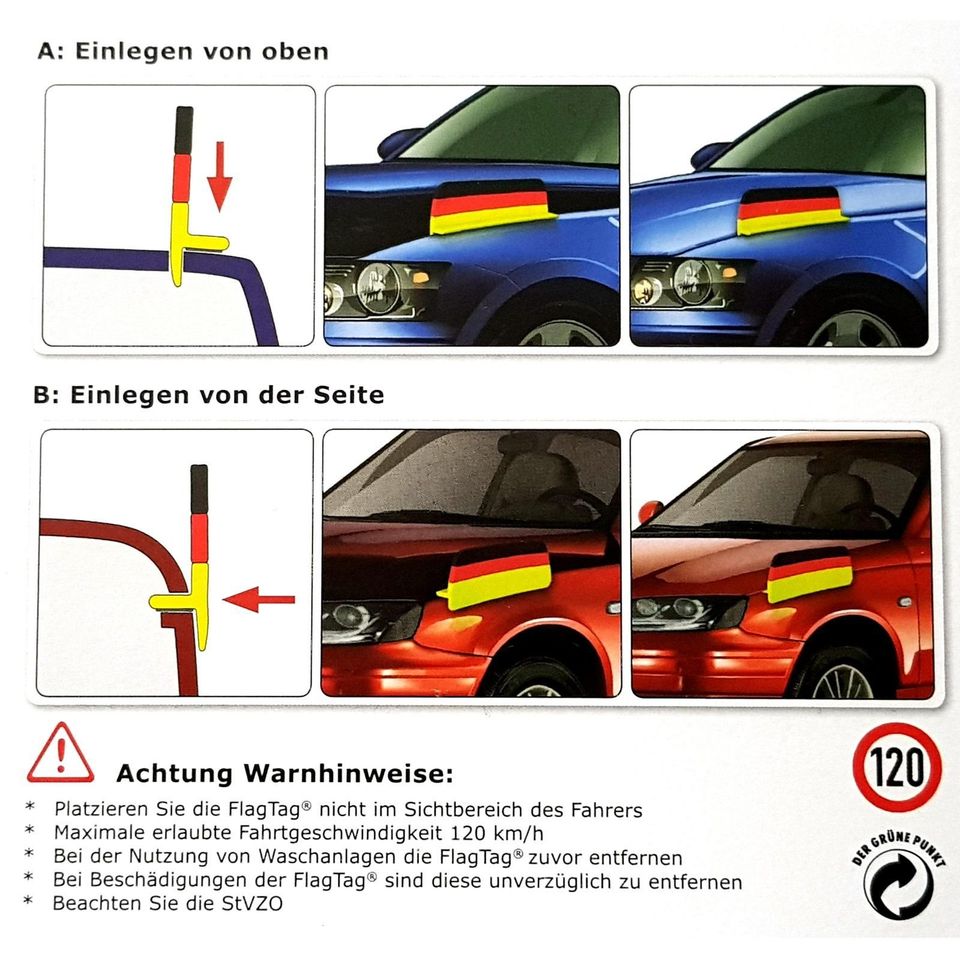 120x Autofinnen EM WM Deutschland Flagge Fahne Auto Fanartikel in Laubach