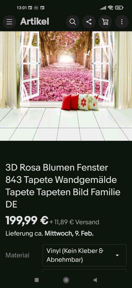 3 D Tapete Venyl Magnolie Blumen Fenster Wandtattoo in Faulbach