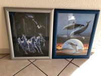 2 Bilder, Einhörner und Delphine im Rahmen silber und blau Hessen - Trebur Vorschau