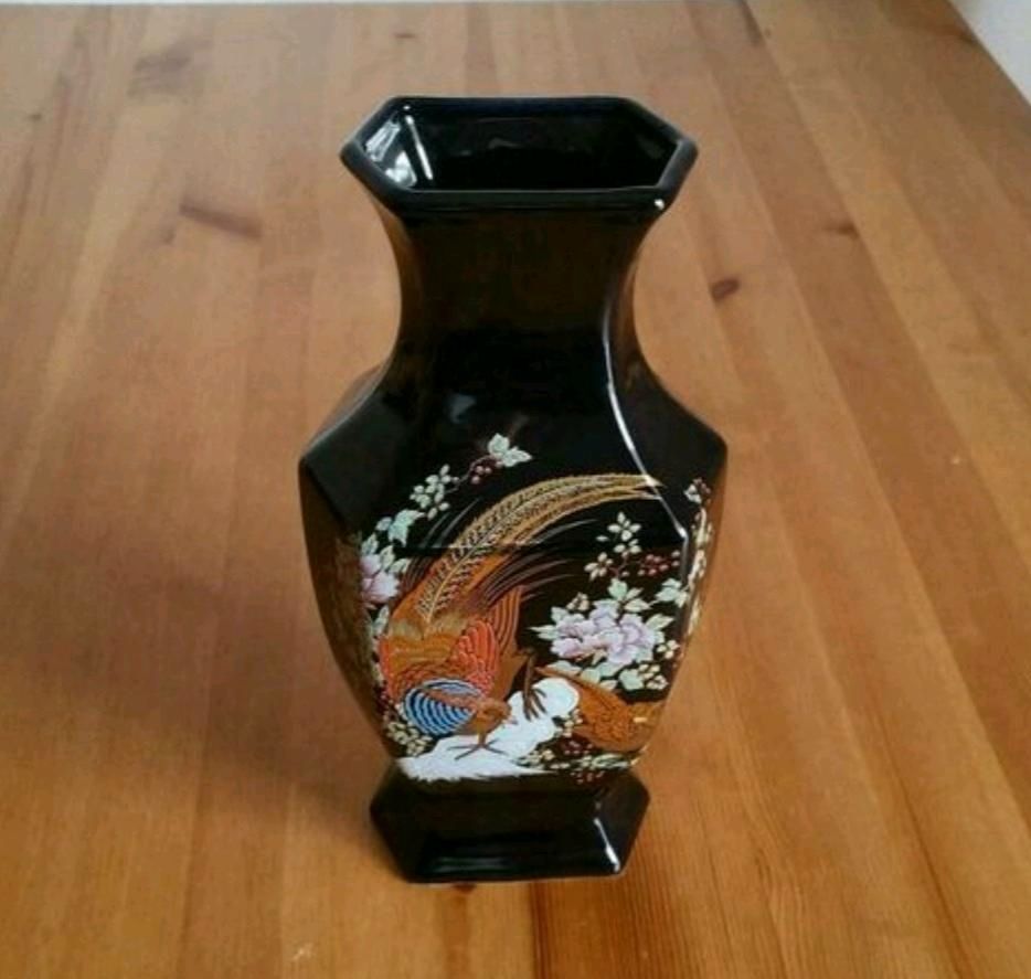 Blumenvase schwarz mit Pfaumotiv Decor Exclusiv in Frankfurt am Main