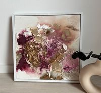 Abstrakte Kunst Bild Gemälde lila pink weiß Leinwandbild Hessen - Trebur Vorschau