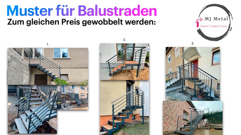 Stahltreppe Metall Treppe Außentreppe WPC Füllung H: 180 - 200CM in Berlin