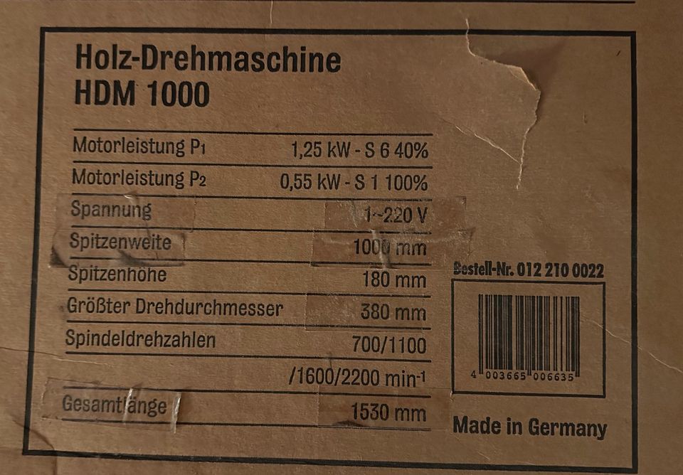 Elektra Beckum Holz-Drehmaschine HDM 1000 Drechselbank in Grünberg