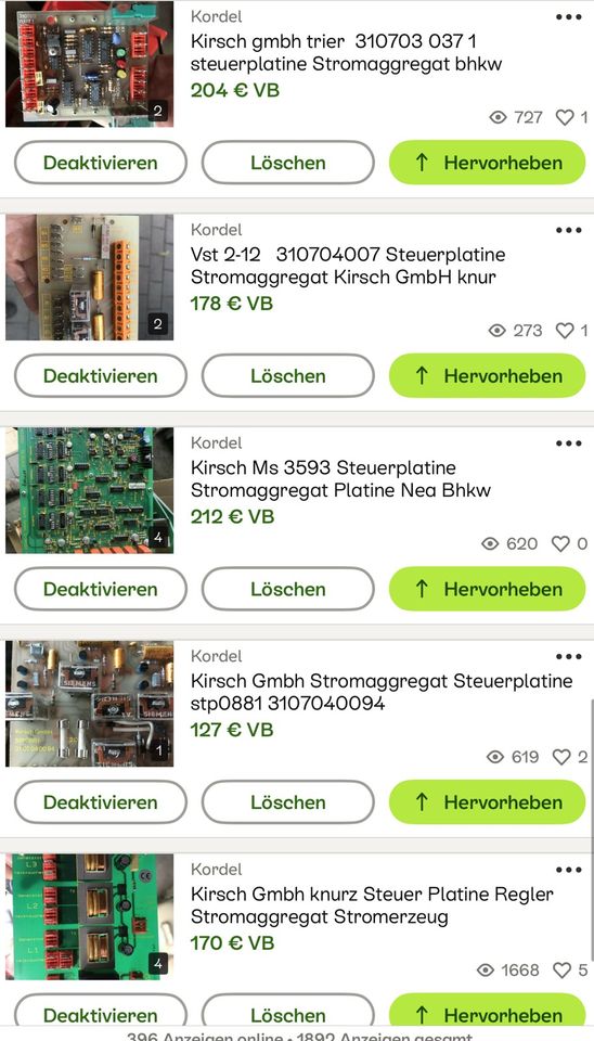 Kirsch GmbH Trier Steuerplatinen Stromaggregat Notstromaggregat in Kordel