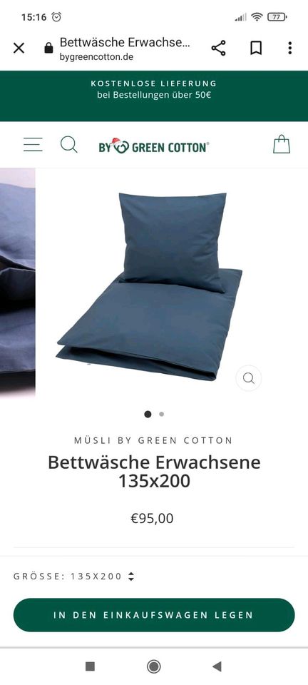 Bettwäsche Erwachsene 135x200 braun 100% GOTS Baumwolle in Otterfing