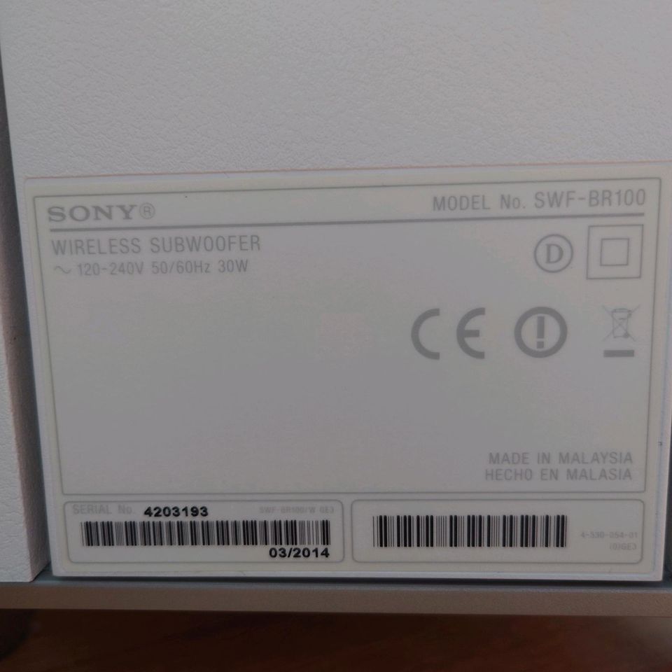 Sony SWF-BR100 wireless Subwoofer für Sony Bravia TV in Dreieich