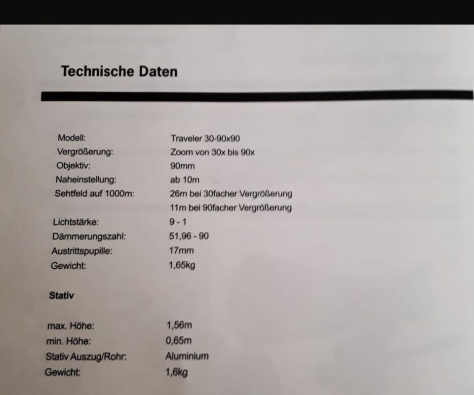 Traveler Spektiv 30-90x90 mit Stativ und Tasche in Apen