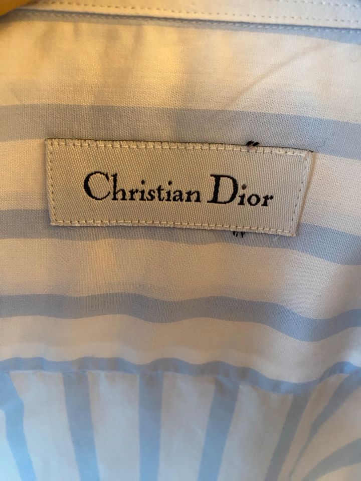 Christian Dior Herren Hemd kurzärmlig gestreift blau weiß 41/ L T in Neuss