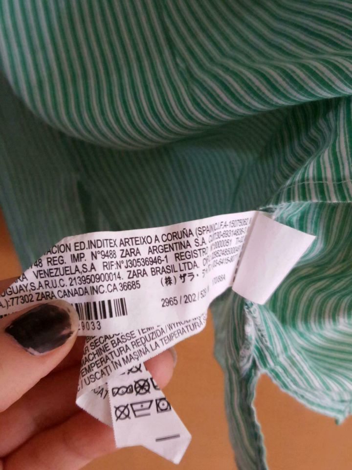 Zara Longbluse Bluse Kleid Grün weiß gestreift M in Schloß Holte-Stukenbrock