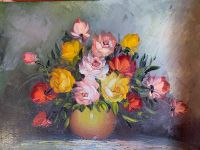 Gemälde Stilleben Rosen Blumenstrauß Öl auf Leinwand Sachsen - Werdau Vorschau