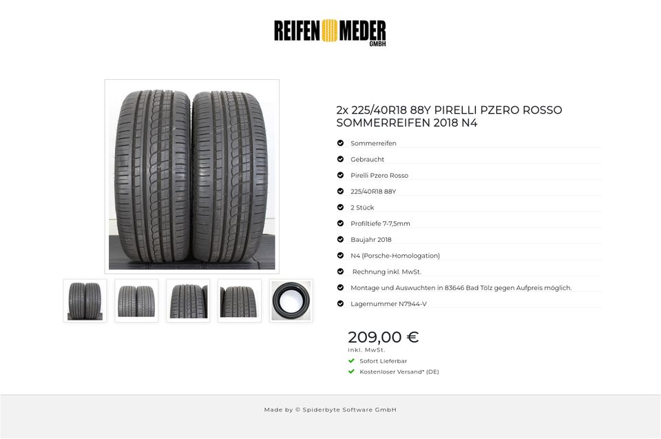 2x 225/40R18 88Y PIRELLI PZERO ROSSO SOMMERREIFEN 2018 N4 #1EUR in Bad Tölz