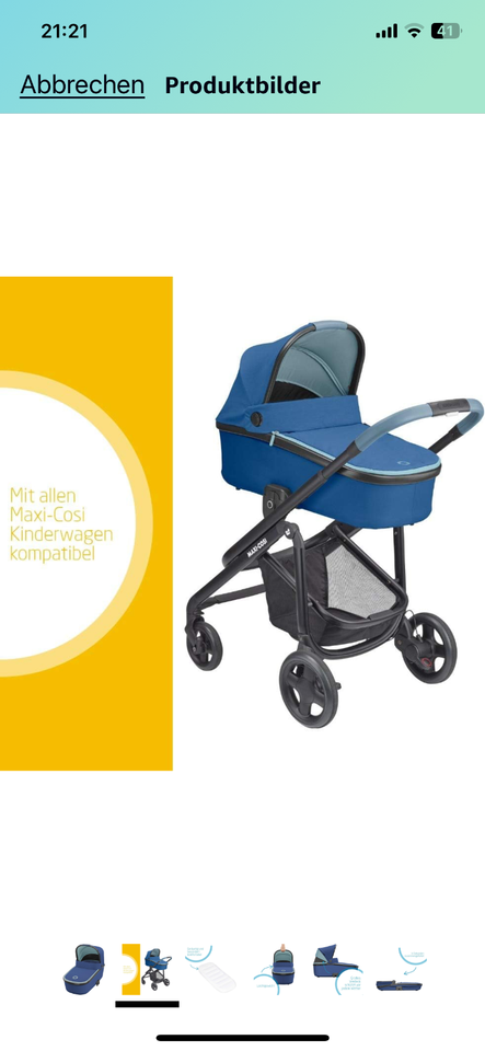 Blauer Kinderwagen Maxi-Cosi + Babywanne auch in Blau in Neuss