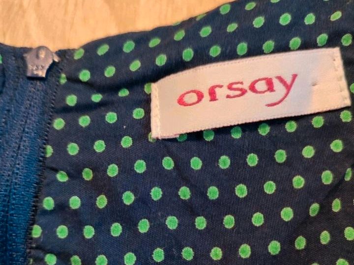 Orsay Kleid Rüschen blau grün Punkte 36 in Bassum