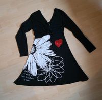 Desigual Kleid schwarz mit Aufdruck Blume weiß & Herz Pailletten Eimsbüttel - Hamburg Eimsbüttel (Stadtteil) Vorschau