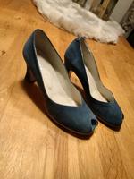 Rumar Flamencopumps Pumps jeansblau Veloursleder Peeptoe Nordrhein-Westfalen - Lemgo Vorschau
