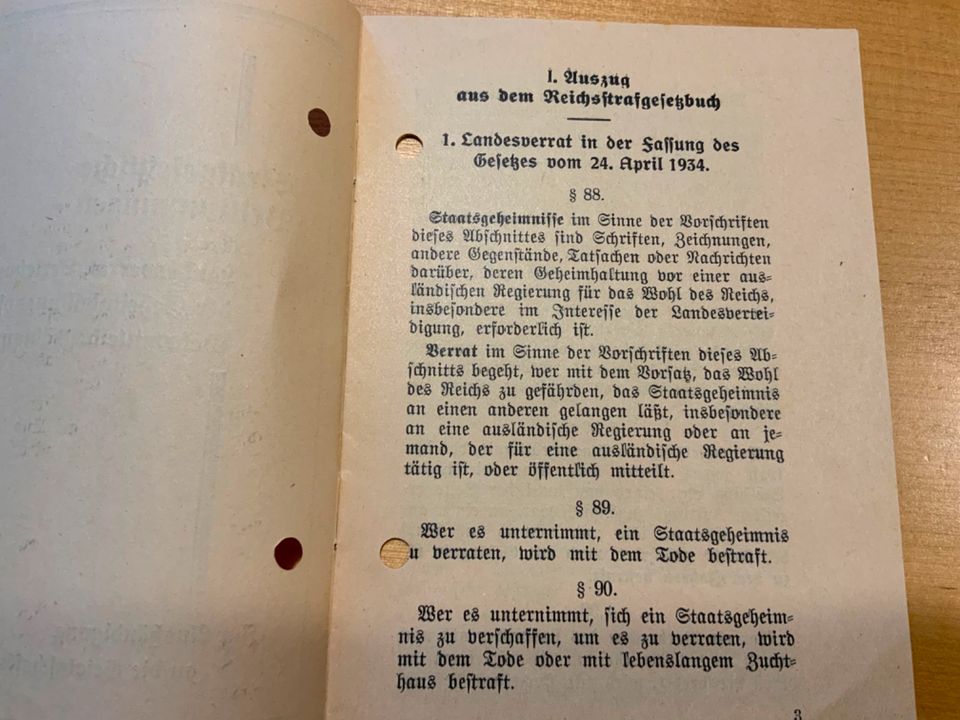 Historisches Dokument Strafgesetzliche Bestimmungen 1934 in Mörfelden-Walldorf