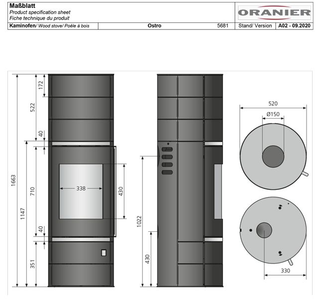 ORANIER Ostro (W+) 1a Kaminofen ✅ in Rhade