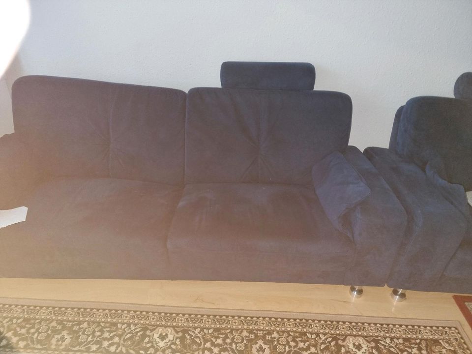 2x blaue sofas 1x leder sofa 1x normals sofa in Ravensburg