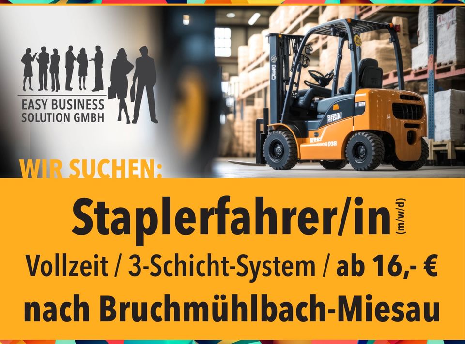 Staplerfahrer/in (m/w/d), ab 16,- €/Std., Bruchmühlbach-Miesau in Bruchmühlbach-Miesau