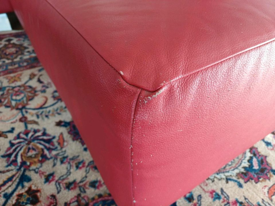 Sofa Echtleder rot, L-Form in Sulzfeld am Main